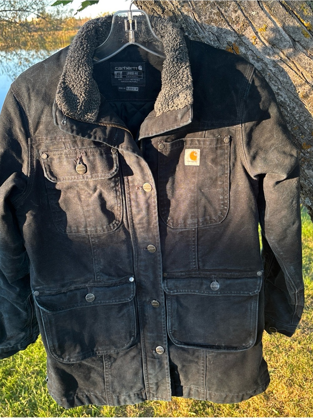 Carhartt Women’s Loose Fit Insulated Duck Utility Jacket Black XS OJ5512 – W